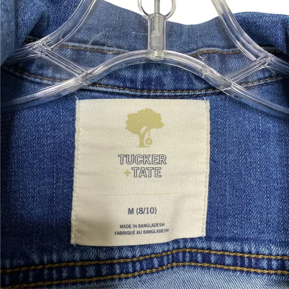Tucker + Tate Women's Sz M Denim Jean‎ Jacket Button Front Blue Collared Classic